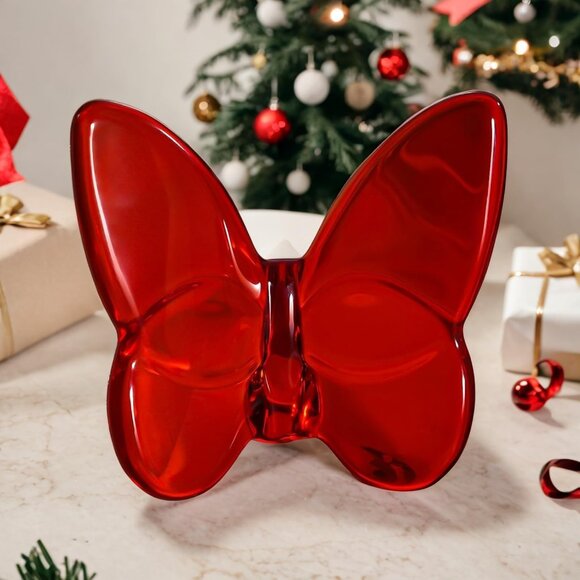 Red Lucky Butterfly Crystal Figurine Collection Cut Glass Collectible OS New - Picture 4 of 5